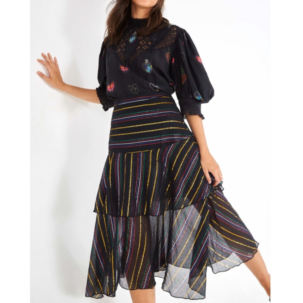 FARM RIO Lurex Stripe Skirt In Multi
